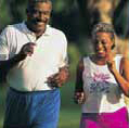Man and woman running