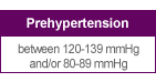 Prehypertension: between 120-139 mmHg and/or 80-89 mmHg