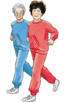 Doña Fela y Angela caminando