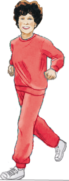 Illustration of Angela walking