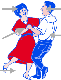Illustration of a man and woman dancing, pointing to the benefits of exercise